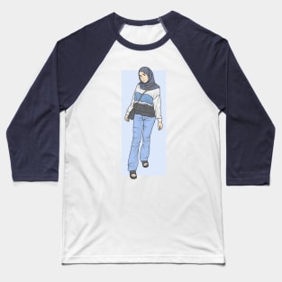 Woman In Blue Jeans Baseball T-Shirt